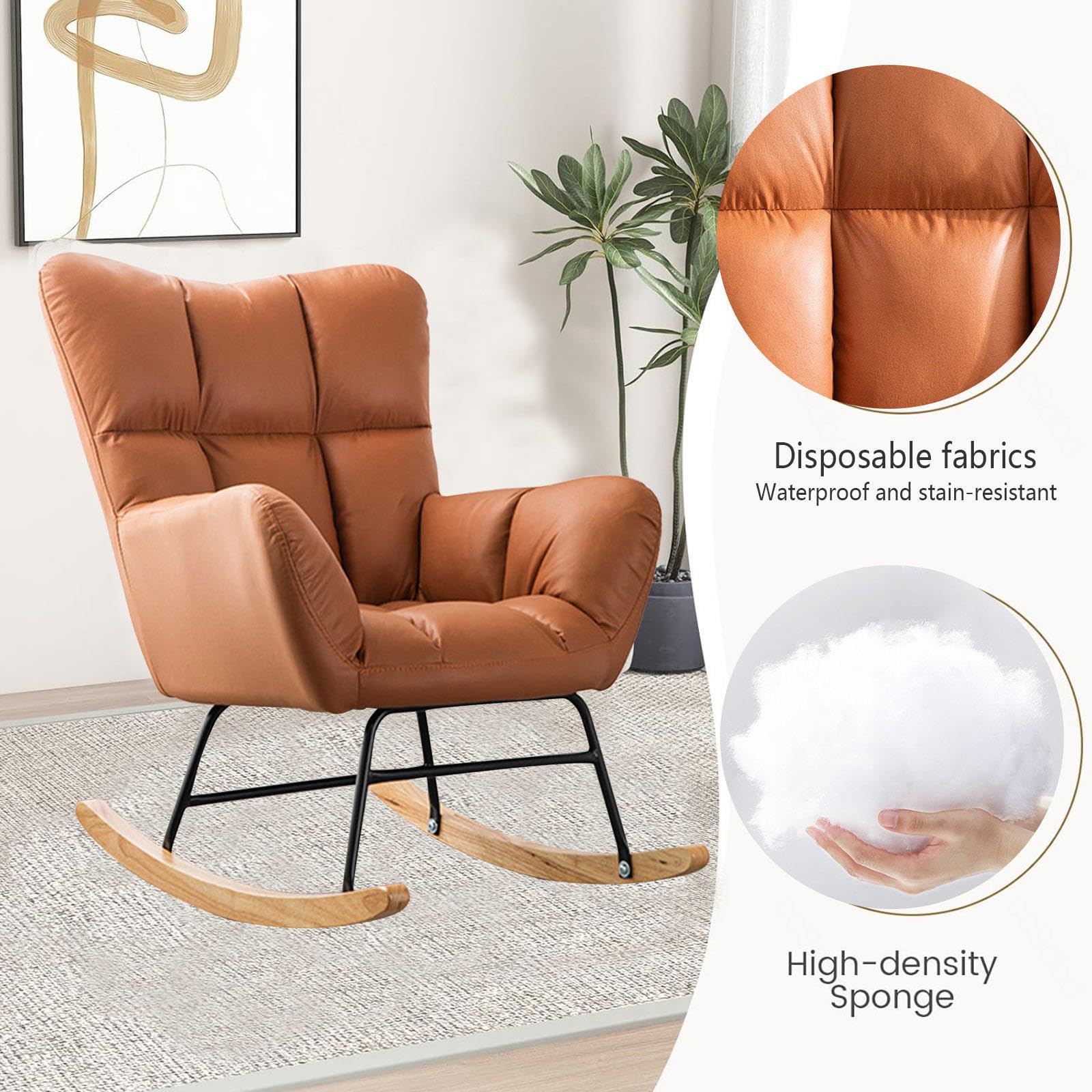 Amazon｜ゆらゆら 揺れる椅子, 高い背もたれ、肘掛け